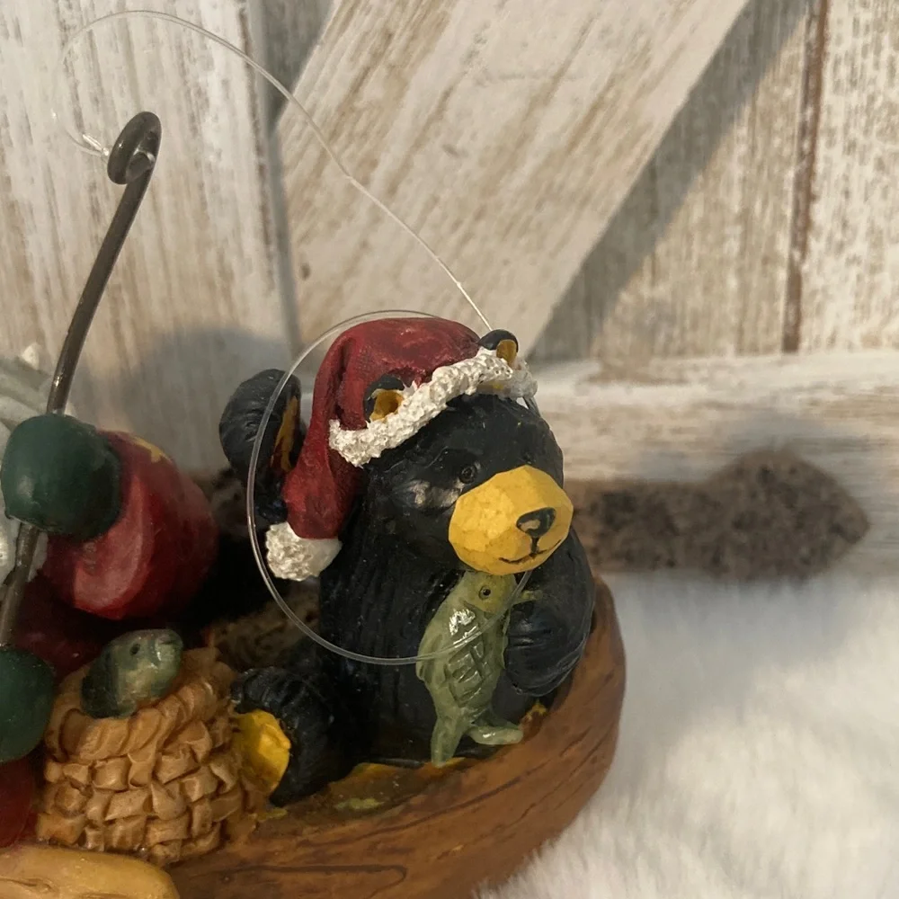 Santa and Bears Canoe Figurine